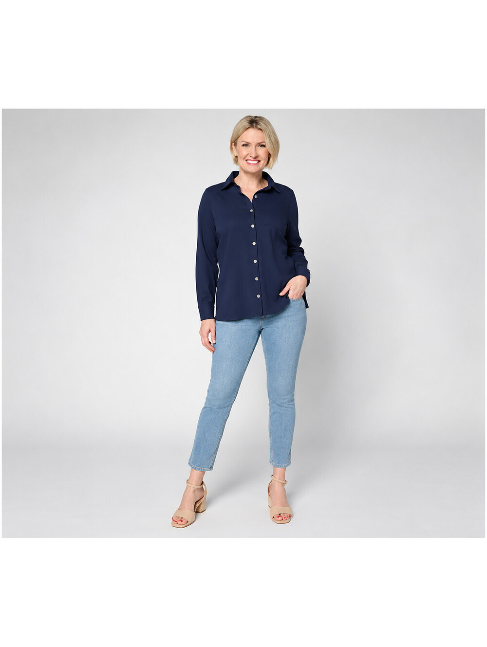 Belle by Kim Gravel Regular Flexibelle Straight Leg Ankle Jeans Lakeside Wash 10
